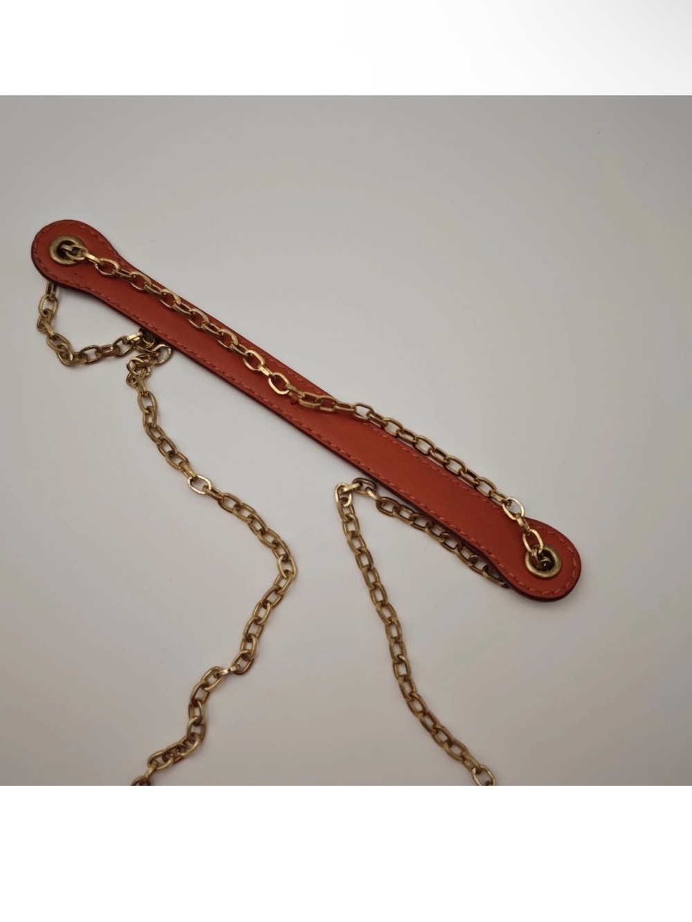 Emporio Armani Orange Leather Clutch Chain Bag Top Handle Gold Hardware - Picture 8 of 12
